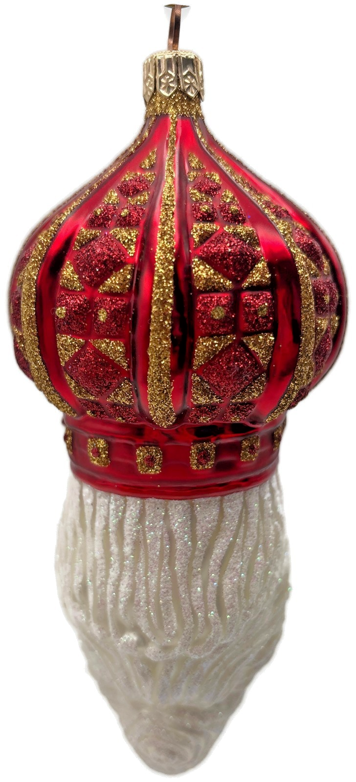 Patricia Breen 2001 Bijoux Noel Red Gold Santa Head Christmas Ornament 21014