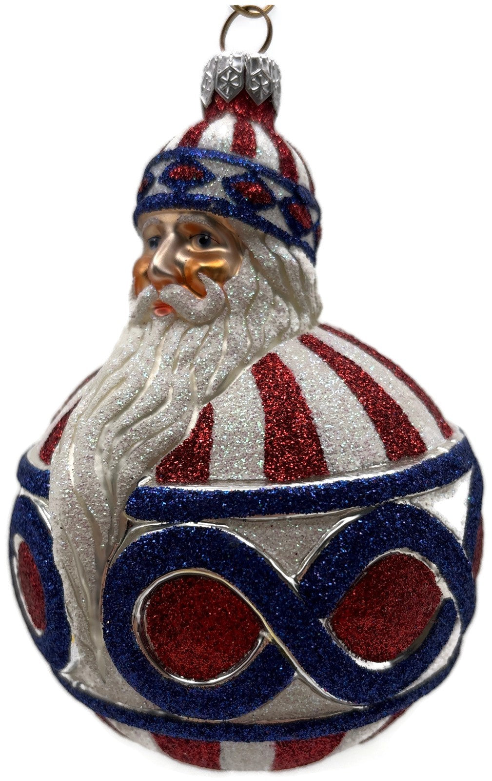Patricia Breen Hollstrom Santa Patriotic Striped Christmas Tree Ornament NM 22221