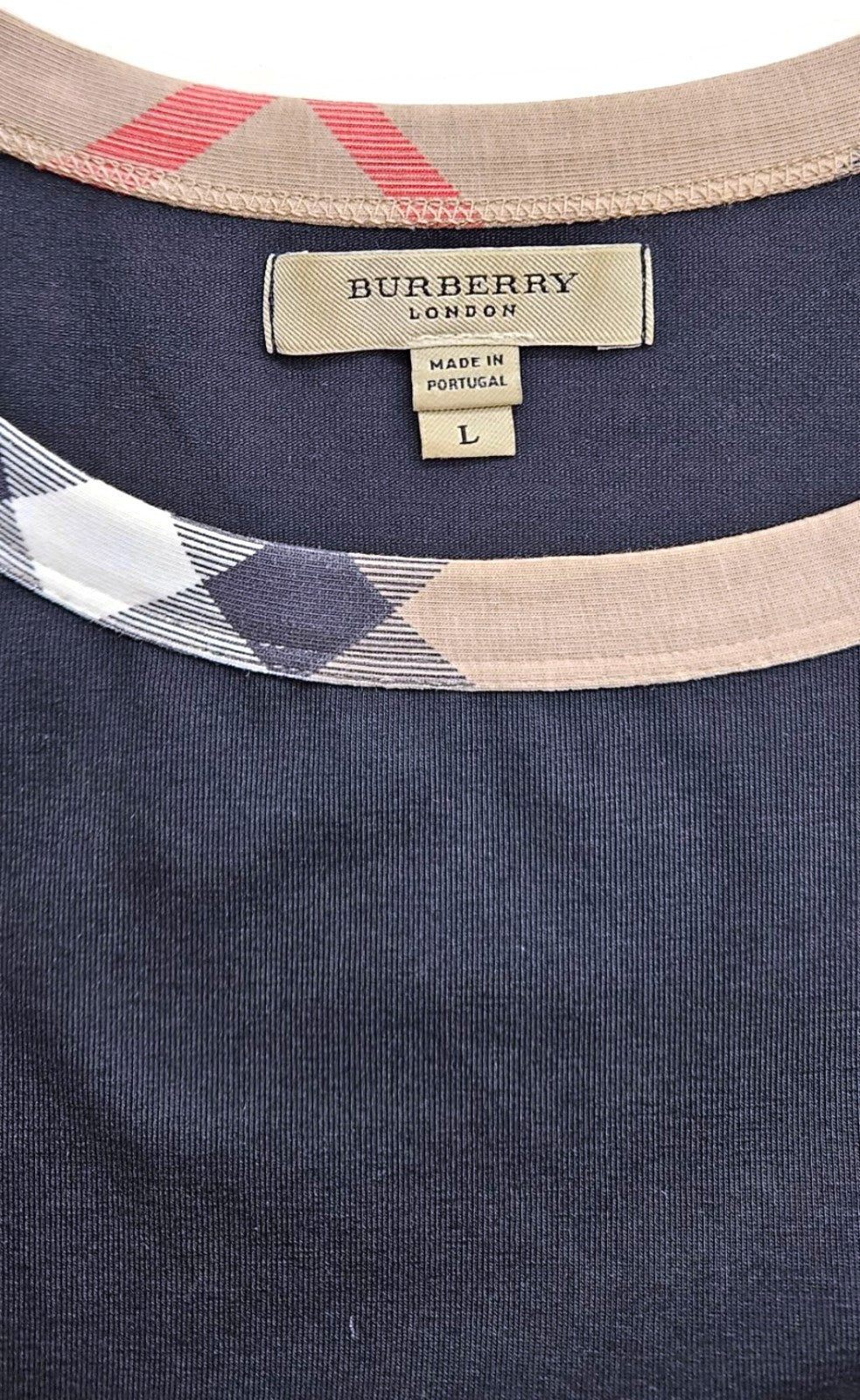 Burberry London Black Check Trim Short Sleeve Stretch Cotton Top Women's Large7
