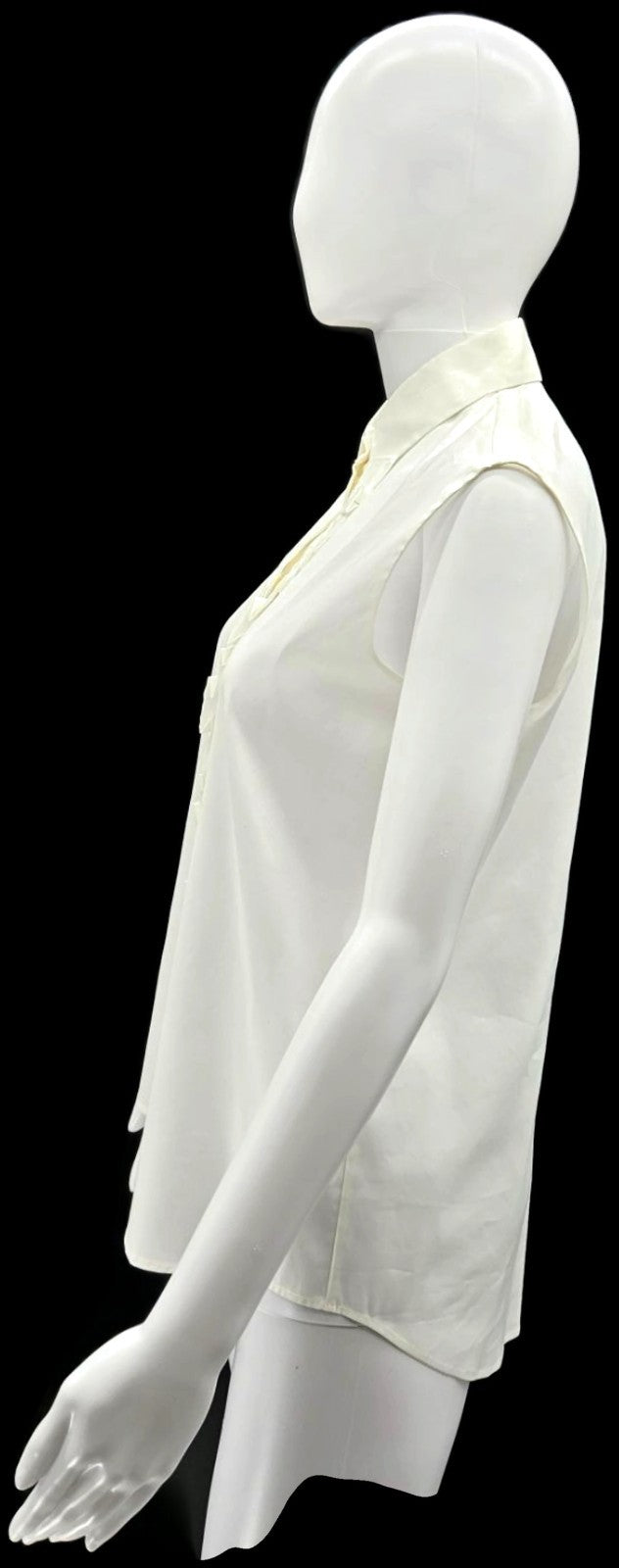 BOSS Hugo Boss Ivory Ruffle Button Front Sleeveless Blouse Women's US 6 Poland2