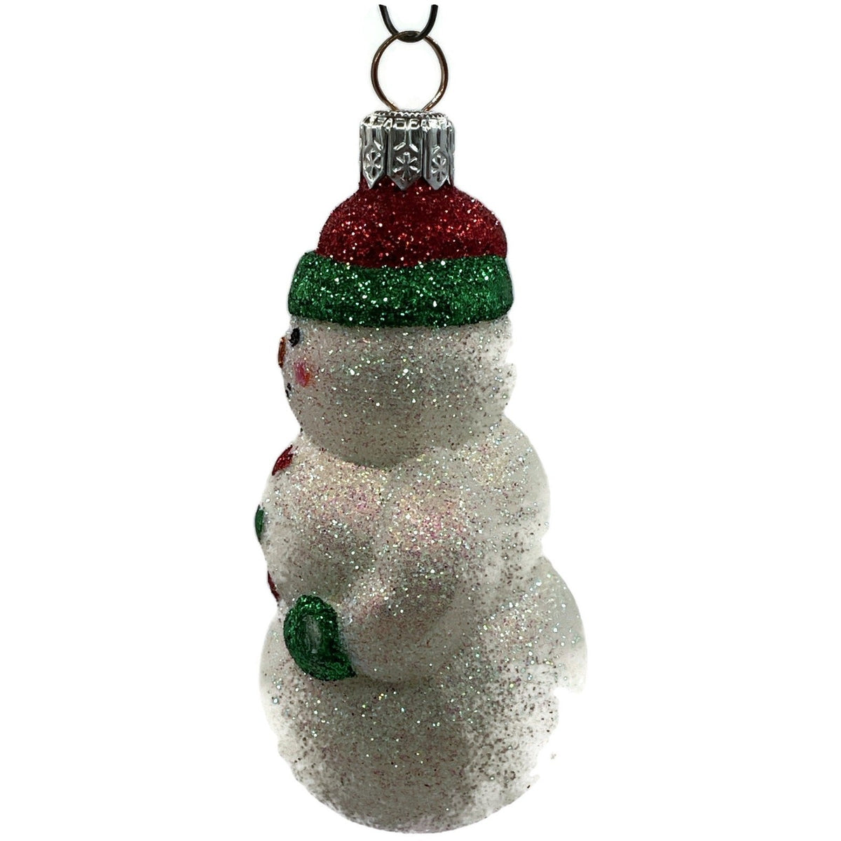 Patricia Breen Loving Snowman Green Red Hearts Glittered Christmas Ornament 21149