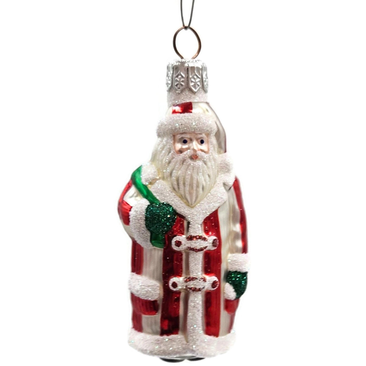 Patricia Breen Miniature Striped Santa Claus Red White Christmas Ornament 98490