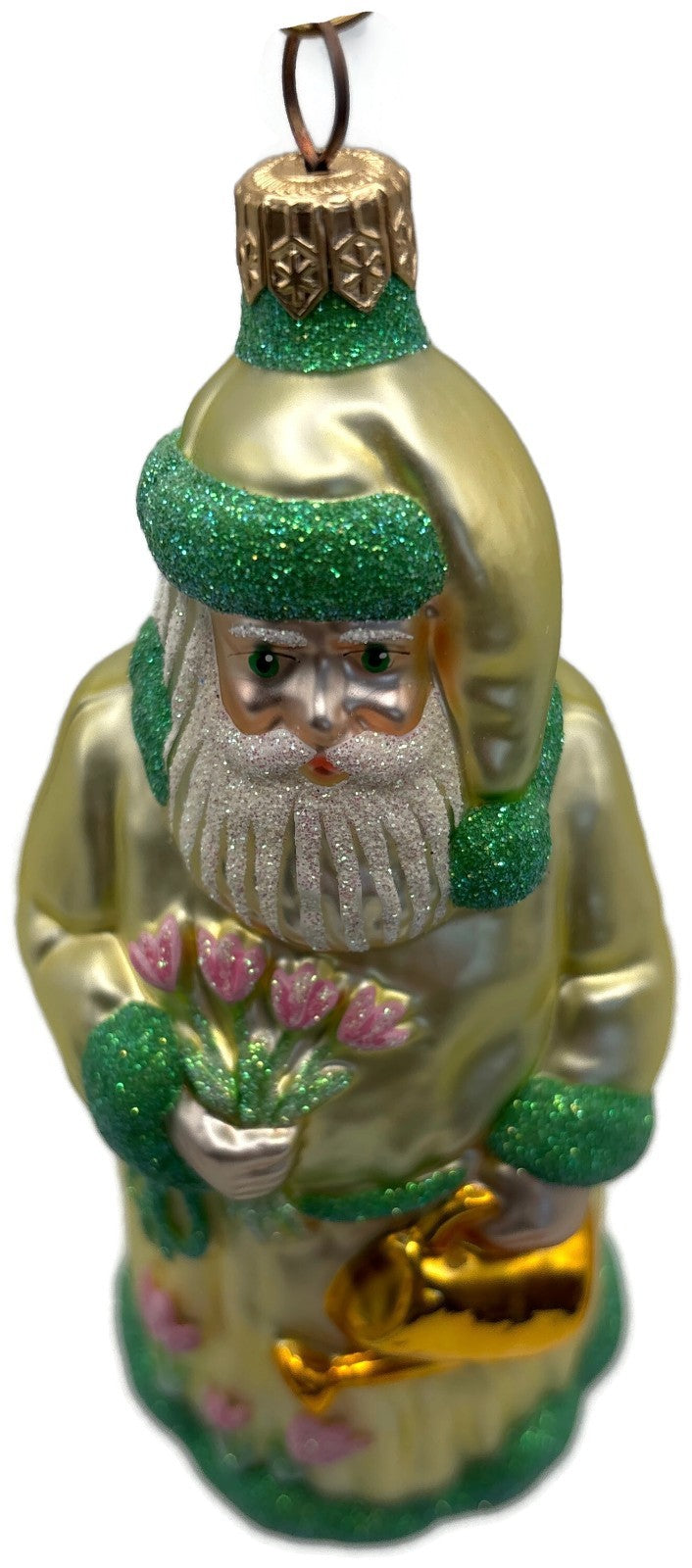 Patricia Breen Santa Dreams of Spring Yellow Pink Flower Christmas Ornament 97408