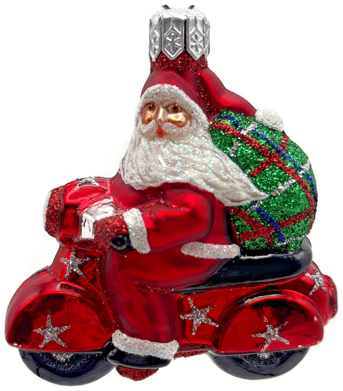 Patricia Breen Ciao Henry Red Santa Motorcycle Plaid Bag Christmas Ornament 22180