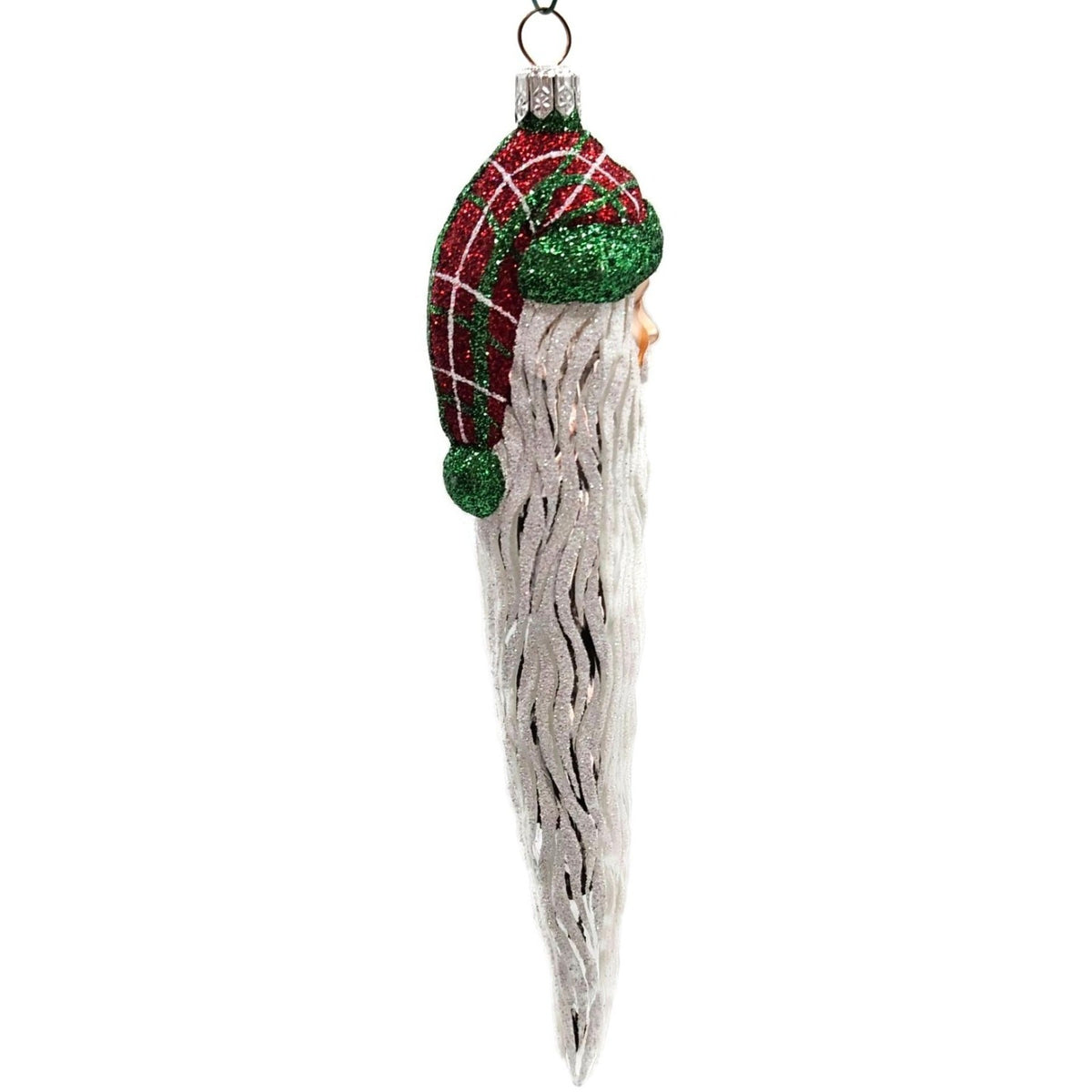Patricia Breen Santa Claus Icicle Plaid Red Hat Drops Christmas Ornament 21324
