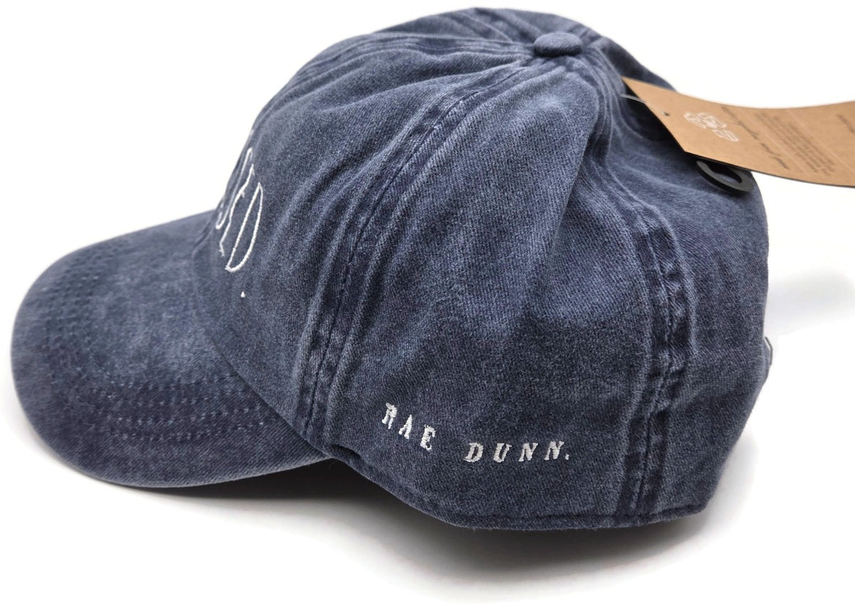 Rae Dunn David and Young Blessed Baseball Cap Navy Blue Denim Adjustable Hat New8