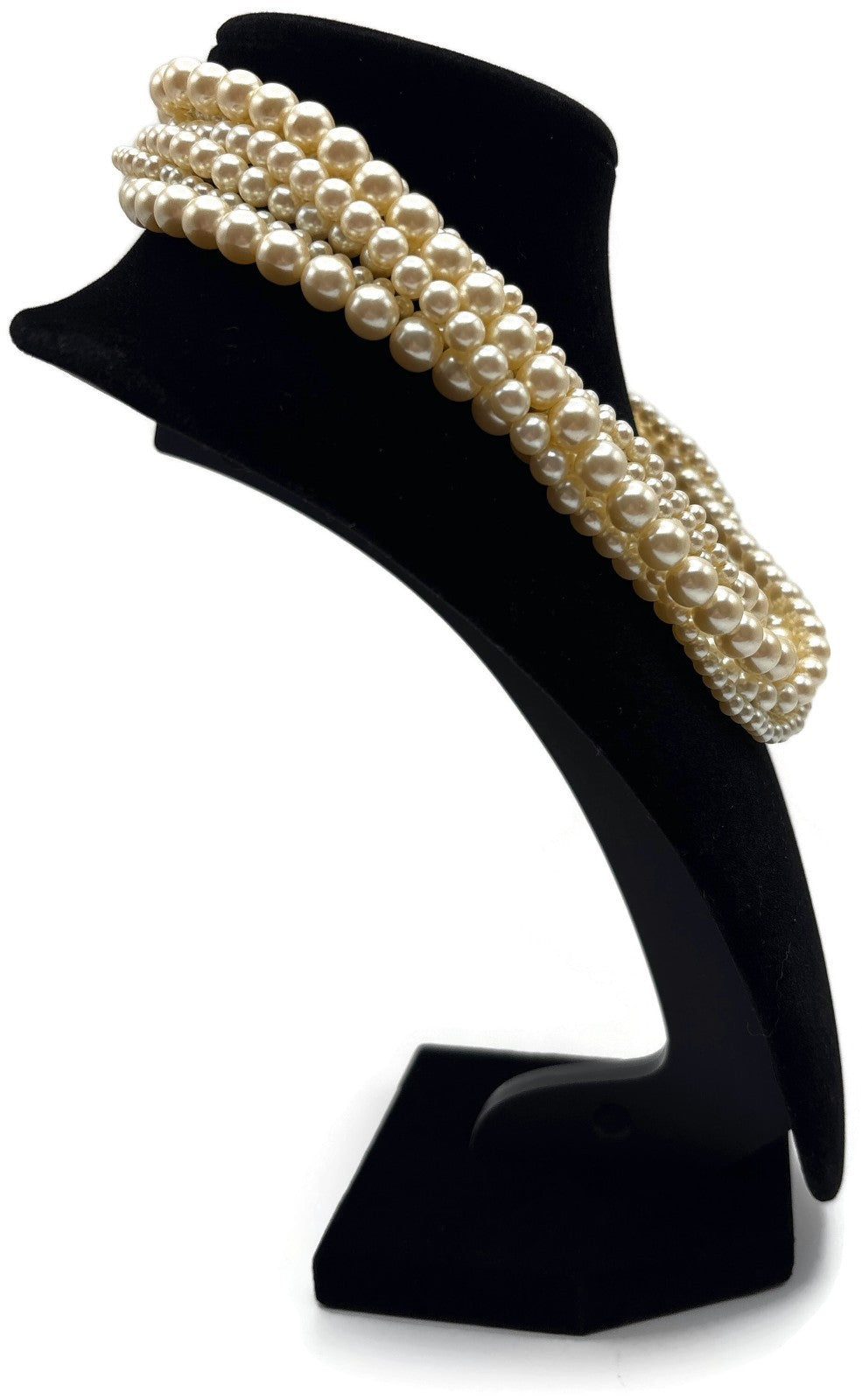 8 Strand Graduated Pearl Style Statement Collar Necklace Gold Tone Clasp2