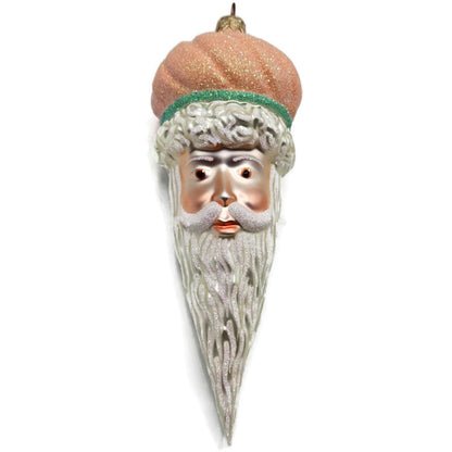 Patricia Breen Minsk Santa Claus Head Peach Glitter Christmas Ornament 96351