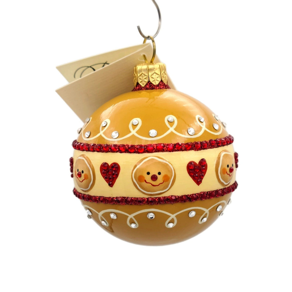 Patricia Breen Beguiling Orb Gingerbread Hearts Christmas Jeweled Ornament 28753