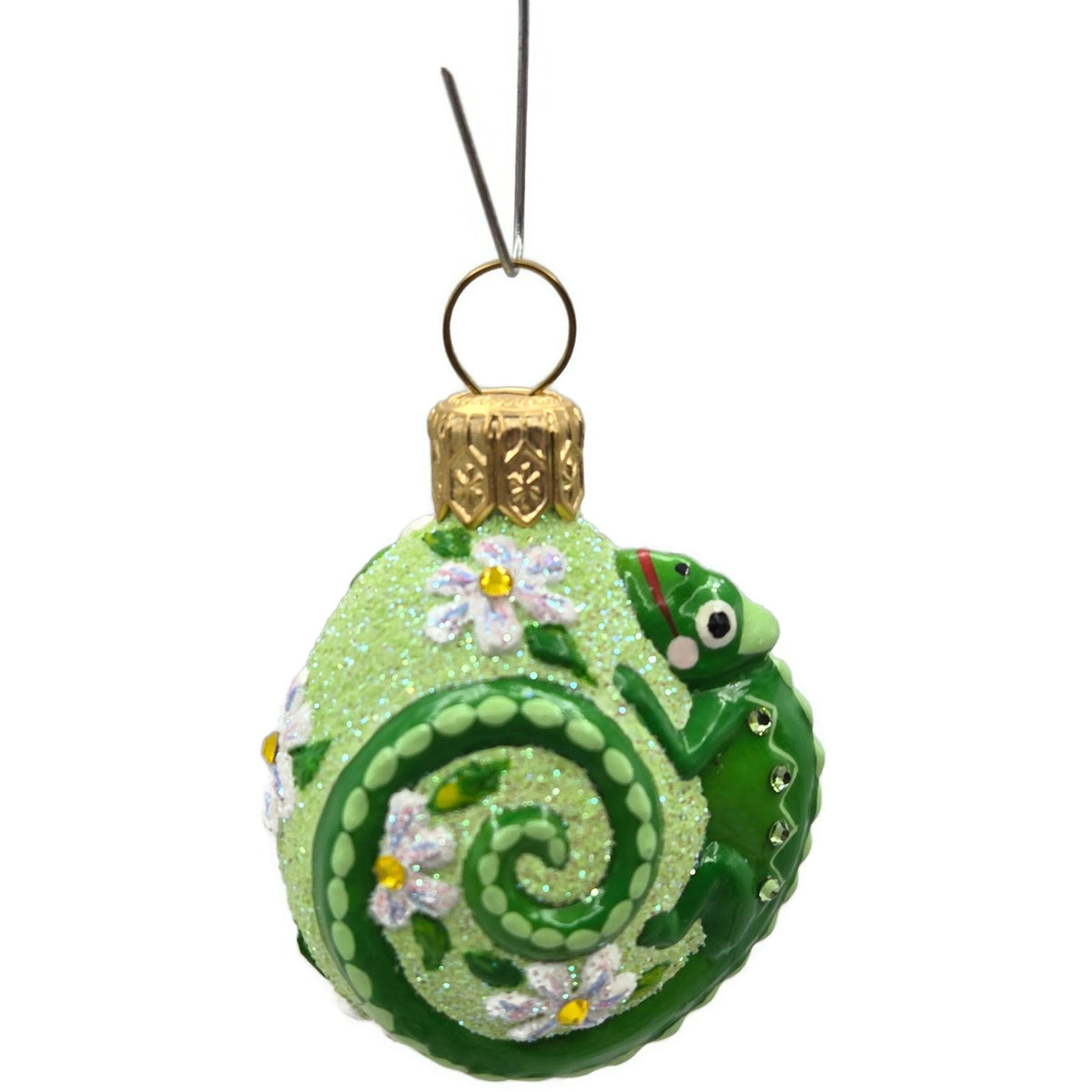 Patricia Breen Springtime Chameleon Daisy Green Jeweled Christmas Ornament 29296