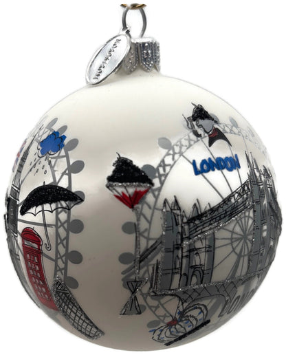 Nordstrom At Home England Big Ben London Eye Glass Ball Christmas Ornament 3