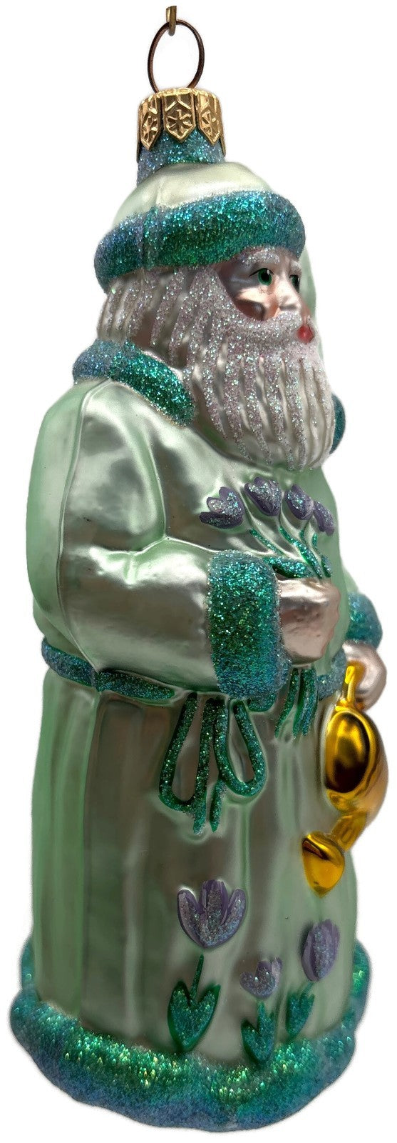 Patricia Breen Santa Dreams of Spring Flowers Gold Green Christmas Ornament 97408