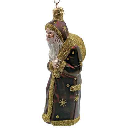 Patricia Breen Father Time Bordeaux Polka Dots Snowflakes Christmas Ornament