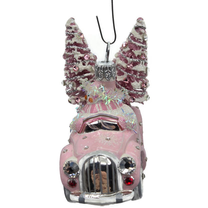 Patricia Breen Joy Ride Pink Car Snowman Travel Christmas Ornament CATZ Rare