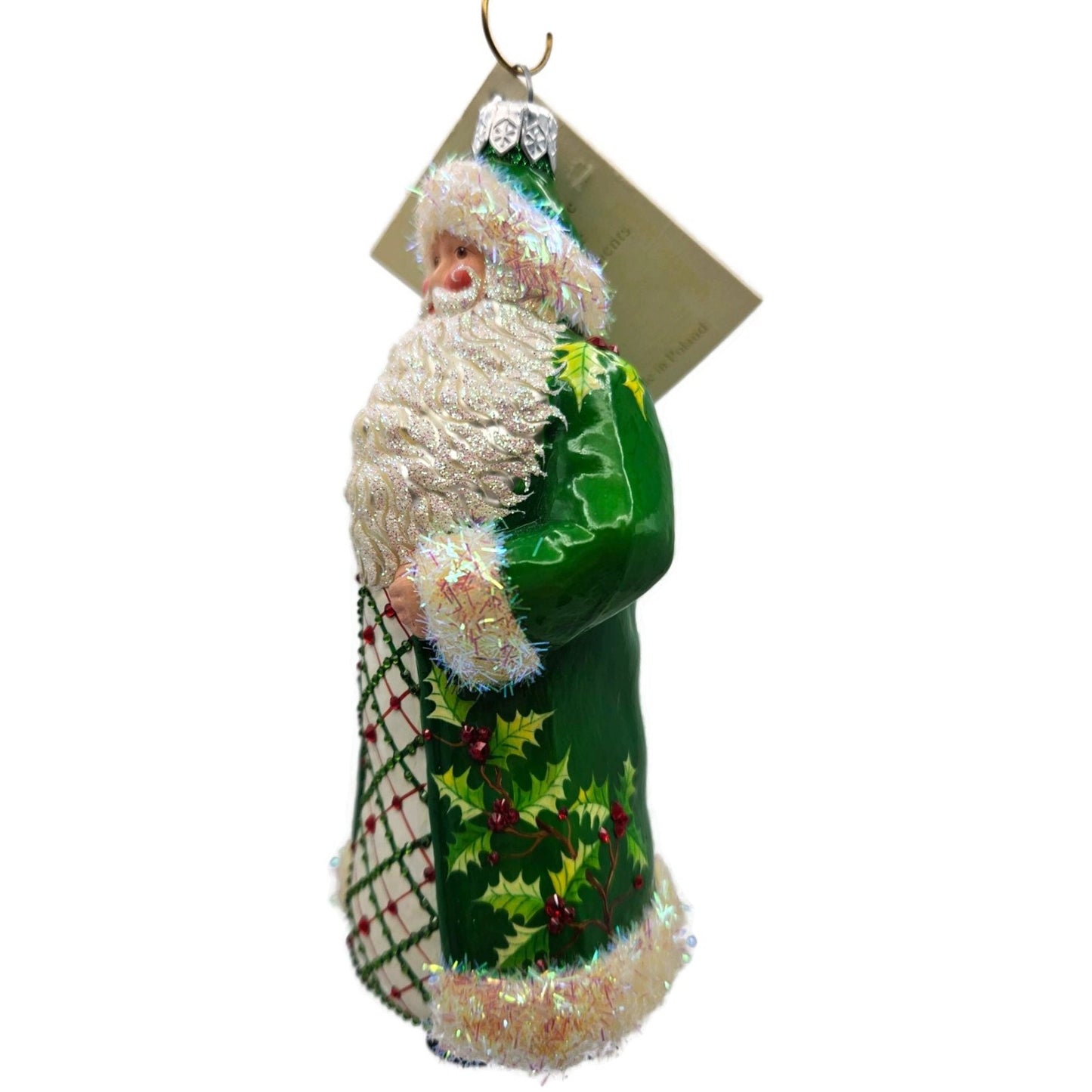 Patricia Breen Aberdeen Claus Jeweled Argyle Green Christmas Tree Ornament