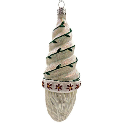 Patricia Breen Goslar Santa Pearl Green Red Glittered Christmas Decor Ornament