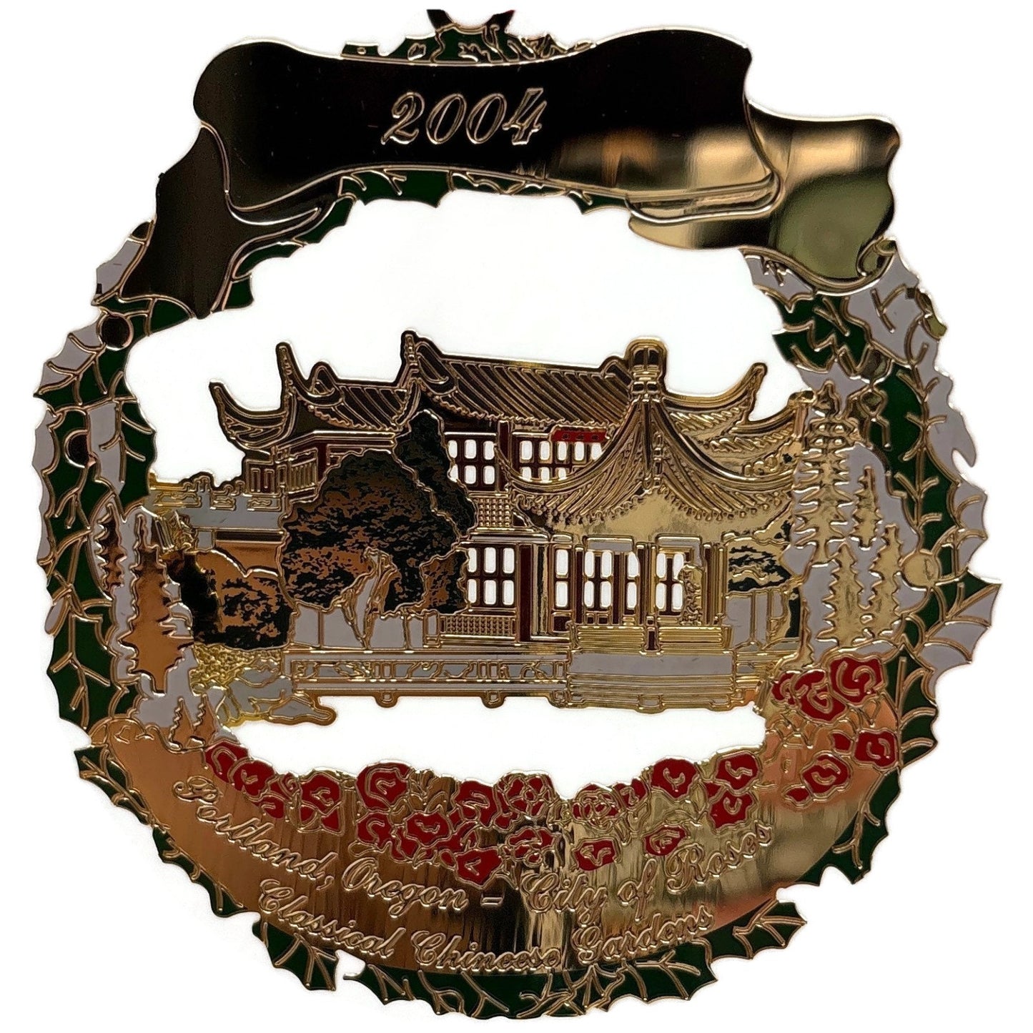 The Portland Ornament 2004 Portland Classical Chinese Garden Gold Plated Floral