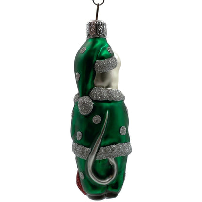 Patricia Breen Festive Mouse Green Silver Dots Christmas Holiday Tree Ornament