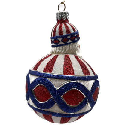 Patricia Breen Hollstrom Santa Patriotic Striped Christmas Tree Ornament NM