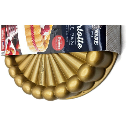 Nordic Ware Charlotte Premier Gold Cake Dessert Pan Heavy Cast Aluminum 6 Cups
