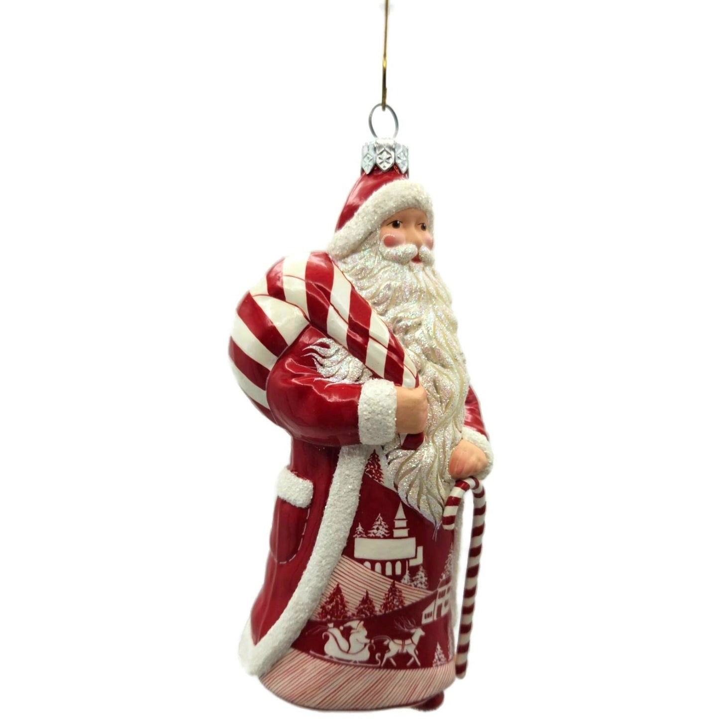 Patricia Breen Joyeux Noel Henri Red White Peppermint Stripe Christmas Ornament