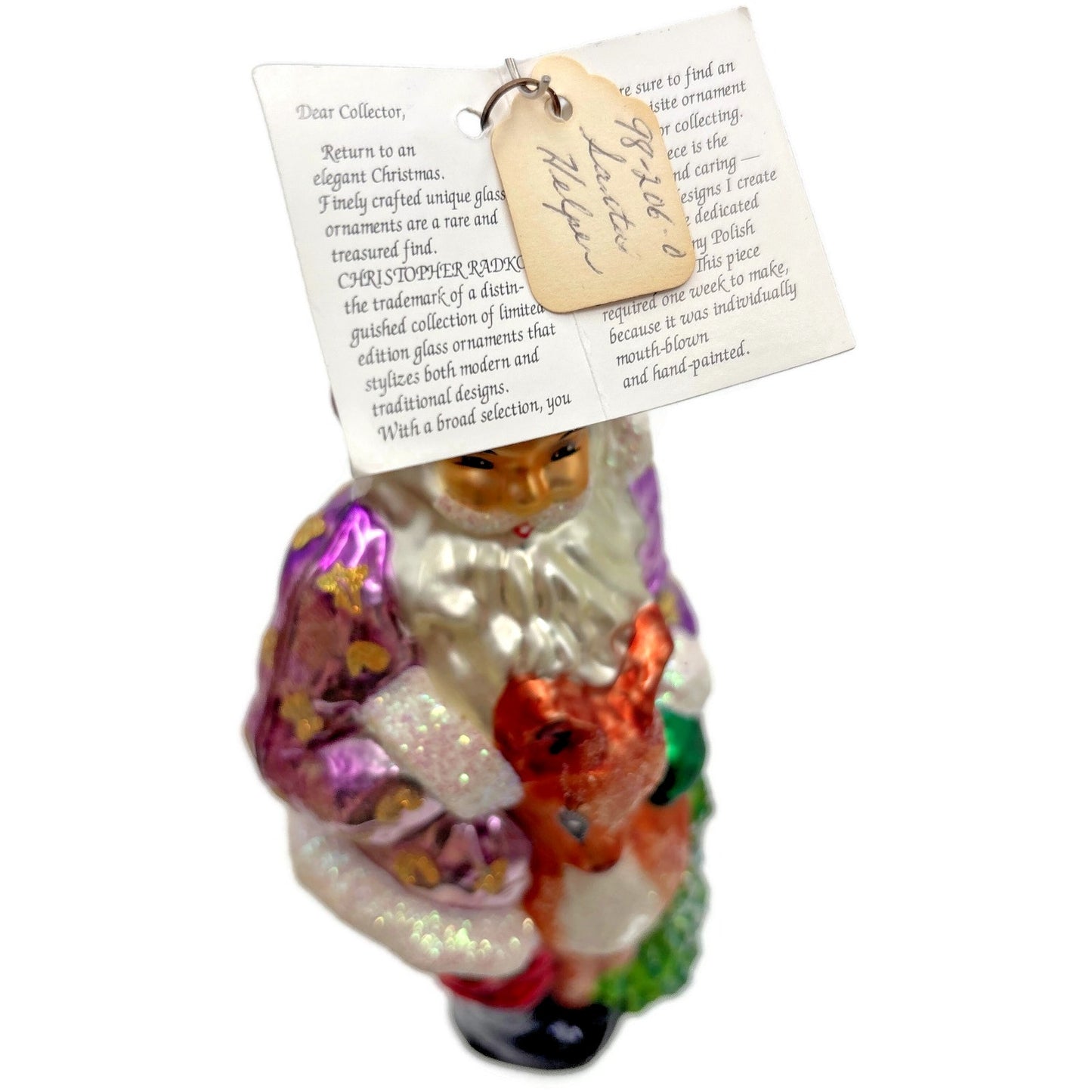 Christopher Radko Santa's Helper Deer Glitter Christmas Tree Ornament 98-206-0