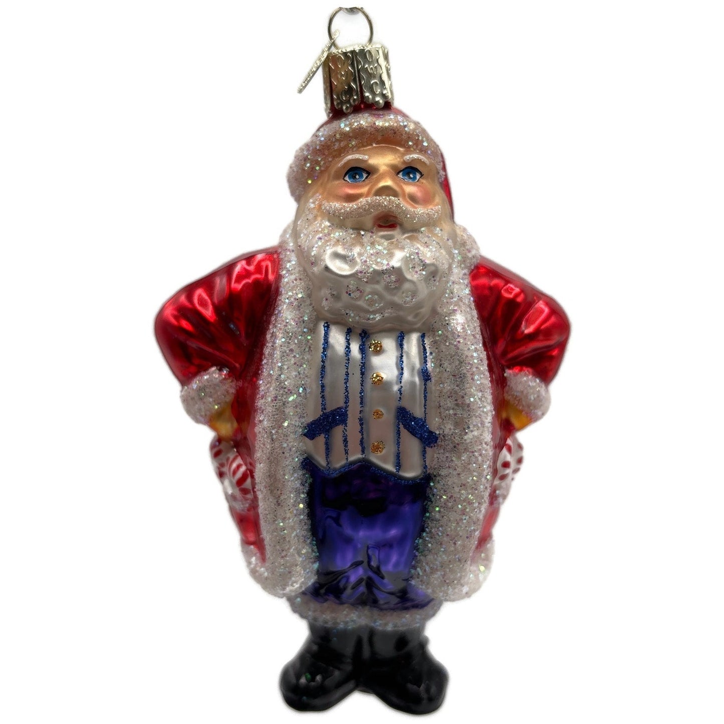 Old World Christmas Patriotic Santa Claus Red Glass Merck Family OWC Ornament