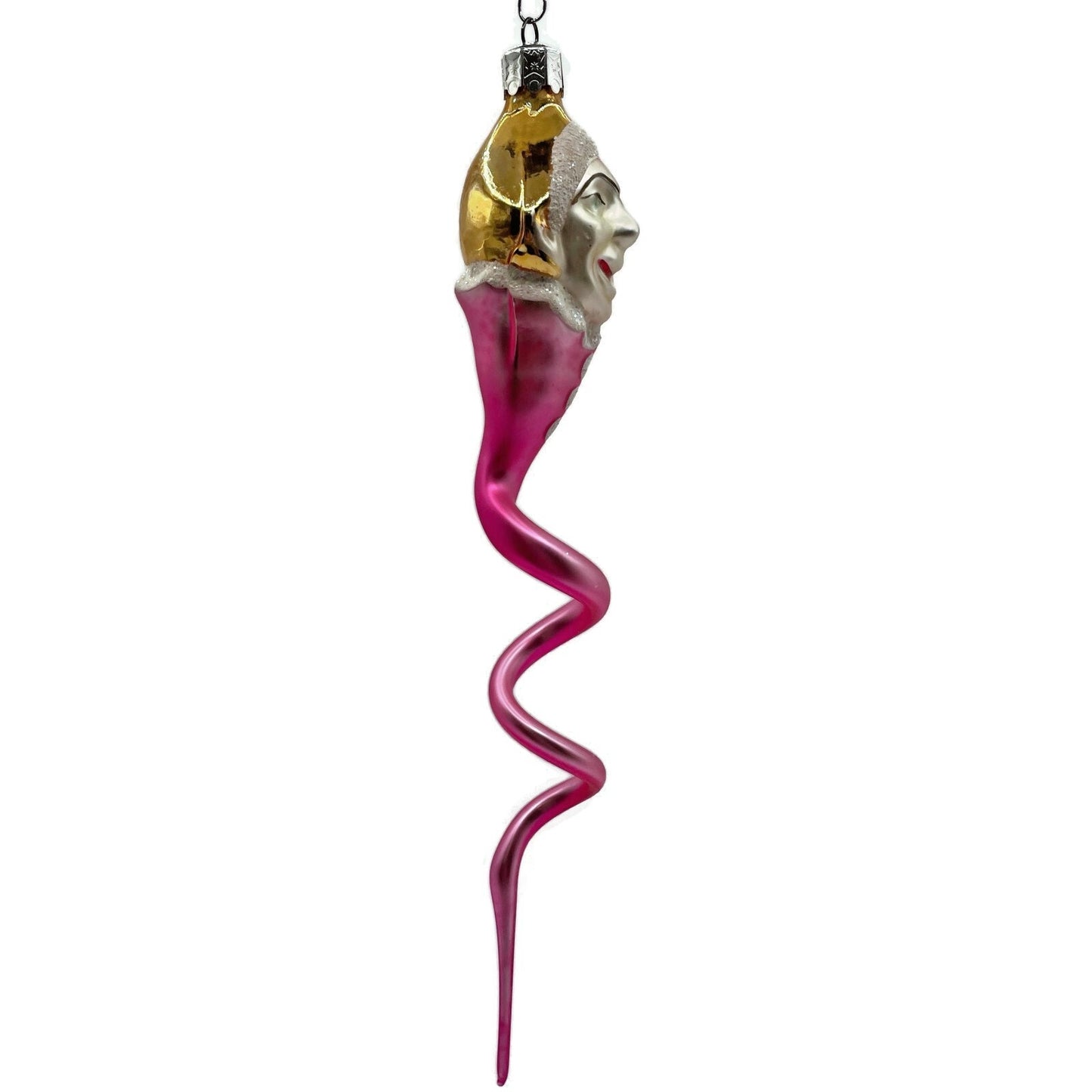 Christopher Radko Clown Snake Pink Gold Jester Spiral Twist Christmas Ornament