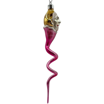 Christopher Radko Clown Snake Pink Gold Jester Spiral Twist Christmas Ornament
