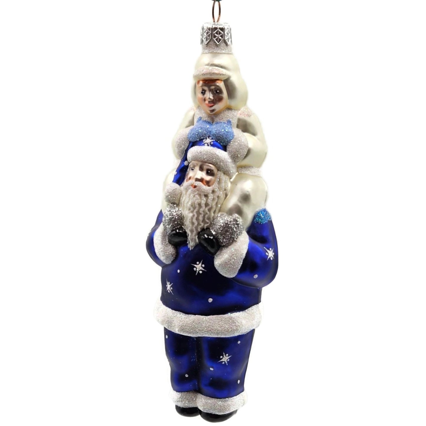 Patricia Breen Carry Me Santa Claus Cobalt Pearl Snowflakes Christmas Ornament
