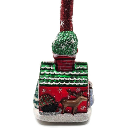 Patricia Breen Hes Here Red Santa Claus Snowflakes House Christmas Tree Ornament