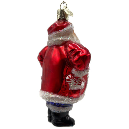 Old World Christmas Patriotic Santa Claus Red Glass Merck Family OWC Ornament