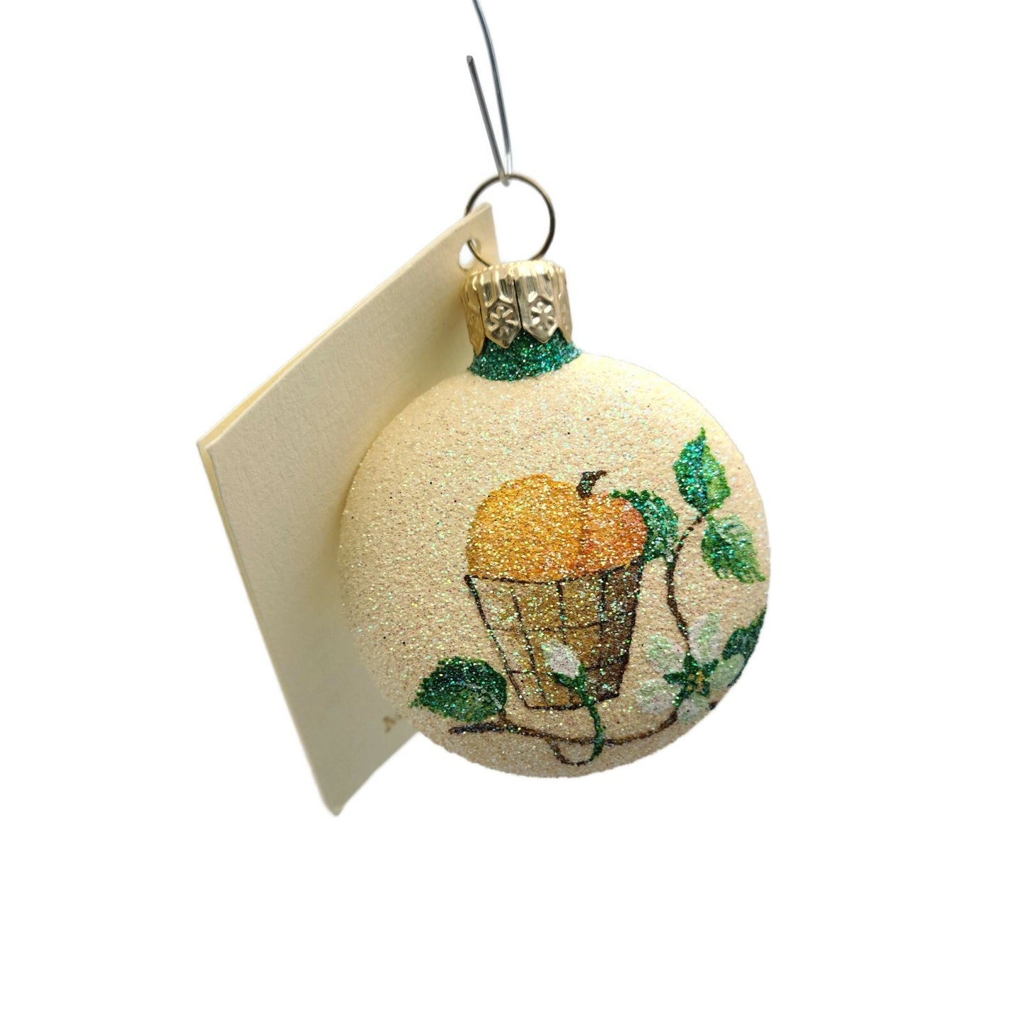 Patricia Breen Anniversary Medallion Spring Peach Basket Christmas Tree Ornament