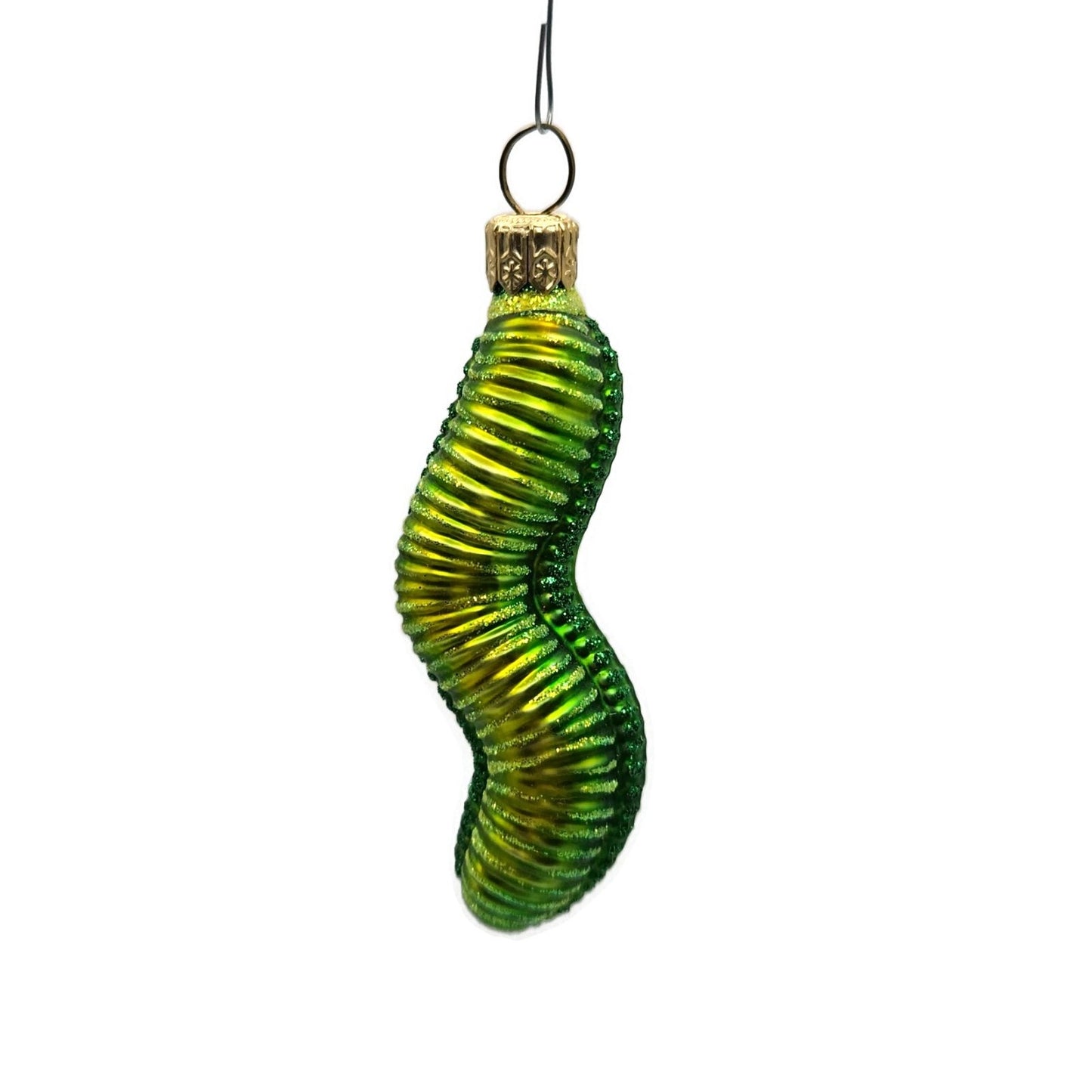 Patricia Breen Bugs Caterpillar Green Glittered Christmas Holiday Ornament 2311