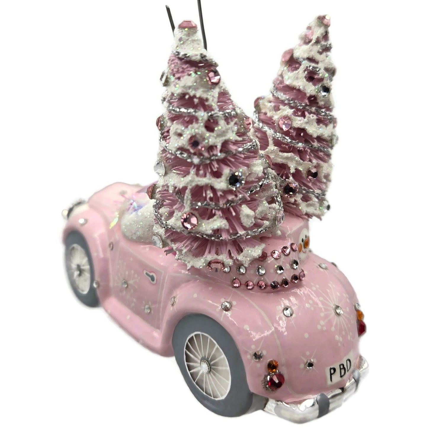 Patricia Breen Joy Ride Pink Car Snowman Travel Christmas Ornament CATZ Rare
