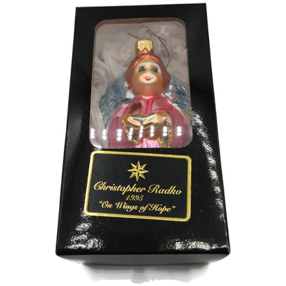 Christopher Radko On Wings Of Hope Angel Pink 1995 Christmas Tree Ornament