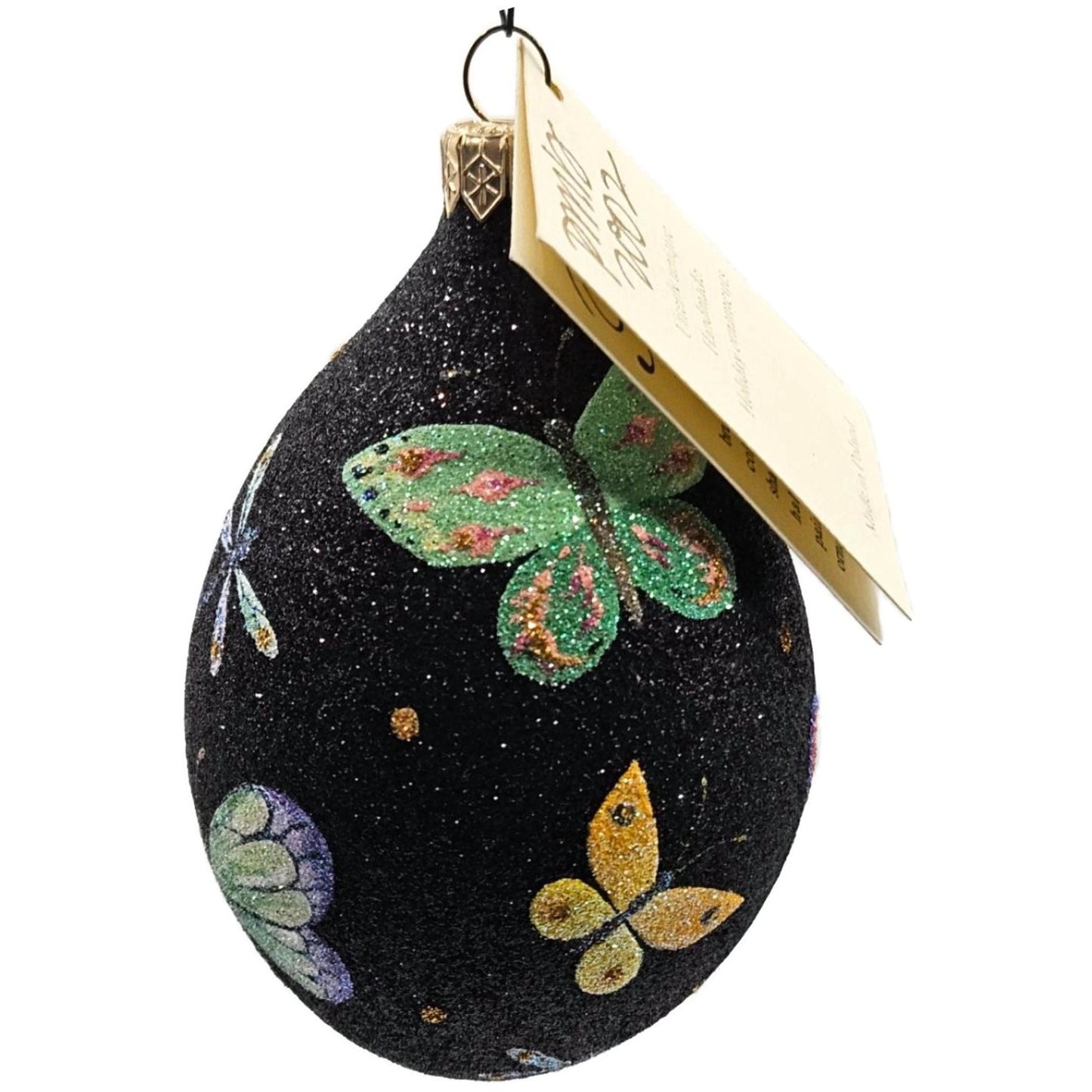 Patricia Breen Butterfly Black Egg Floral Dragonfly Spring Christmas Ornament