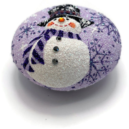 Patricia Breen Frosty Medallion Lavender Snowman Snowflakes Christmas Ornament