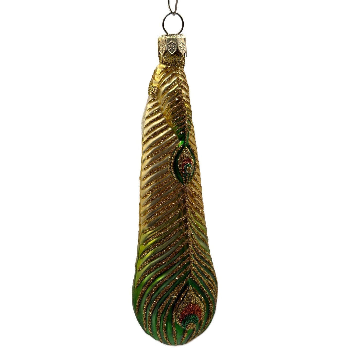 Patricia Breen Peacock Icicle Gold Green Santa Claus Christmas Tree Ornament