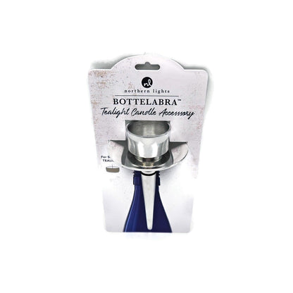Northern Lights Bottelabra Silver Wine Bottle Tealight Candle Holder NEW