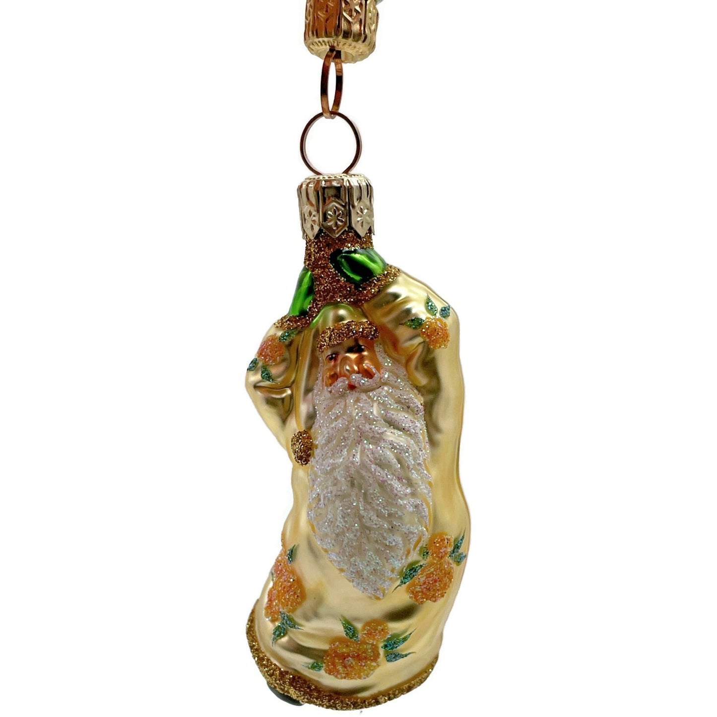 Patricia Breen Into the Blue Santa Claus Yellow Roses Spring Christmas Ornament
