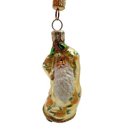 Patricia Breen Into the Blue Santa Claus Yellow Roses Spring Christmas Ornament