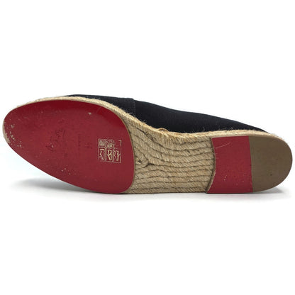 Christian Louboutin Galia Flat Olona Espadrilles Black Fabric Rope Jute Size 39