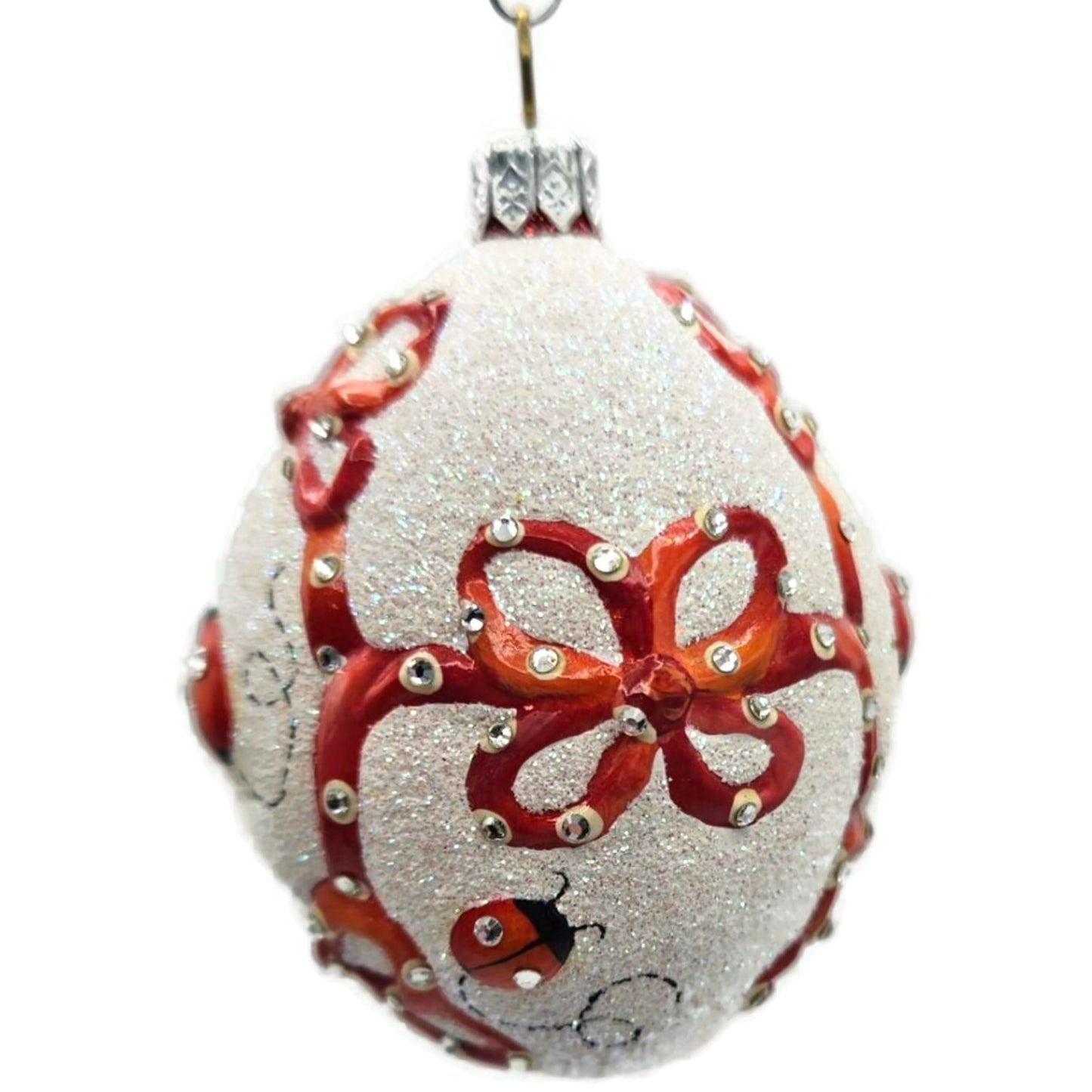 Patricia Breen Beribboned Egg Ladybugs Red White Easter Christmas Tree Ornament