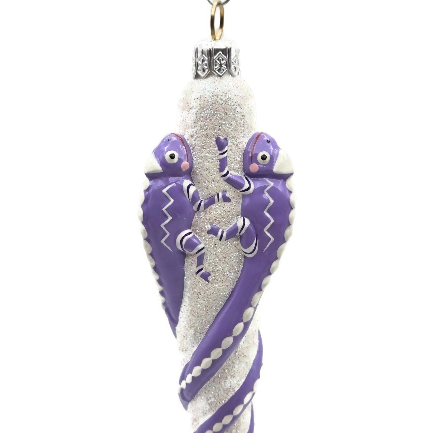 Patricia Breen Chameleon Icicle Lavender White Glass Christmas Holiday Ornament