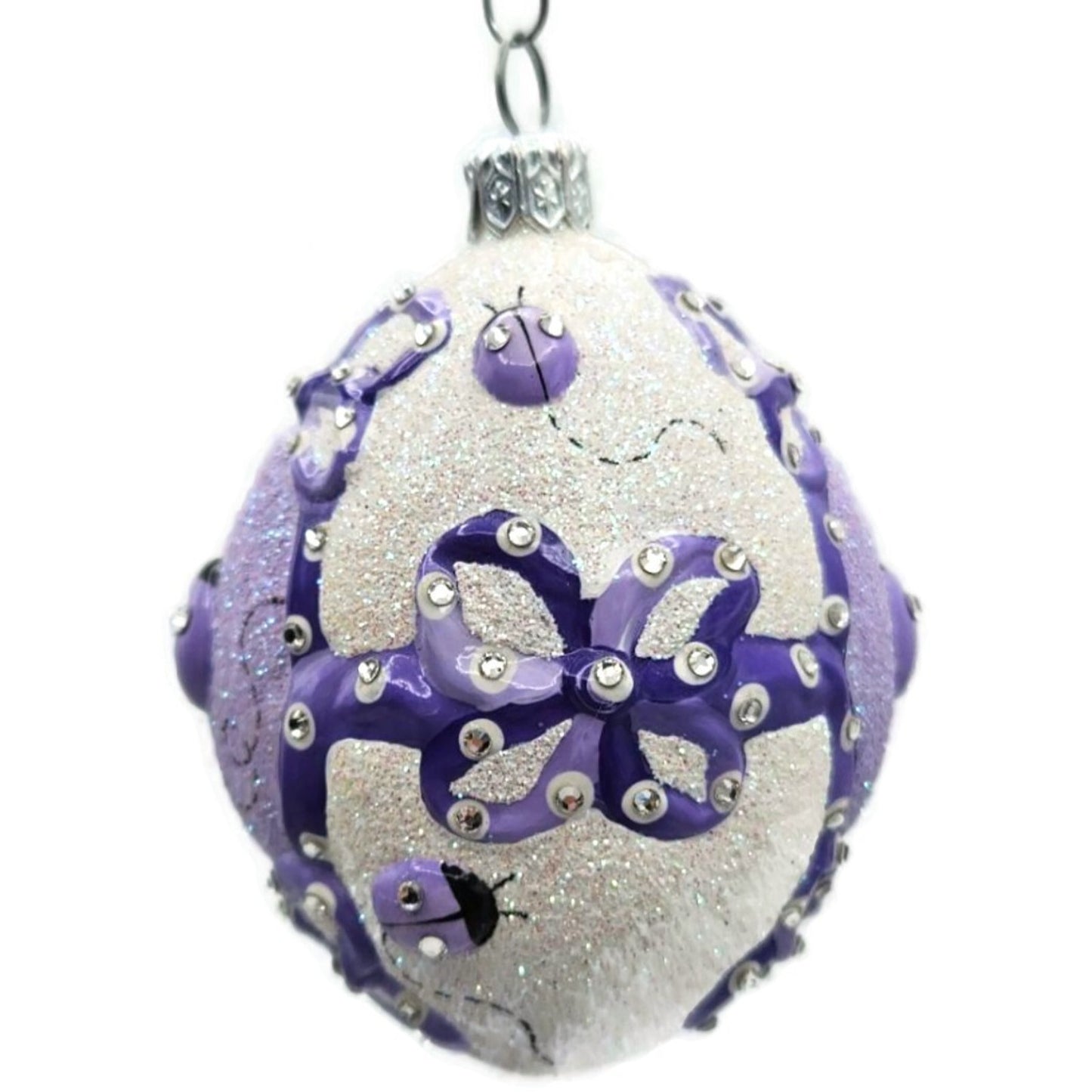 Patricia Breen Beribboned Egg Ladybugs Violet Easter Egg Purple Tree Ornament