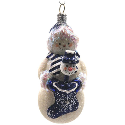 Patricia Breen Snowy Surprise Blue Snowman Striped Scarf Christmas Tree Ornament