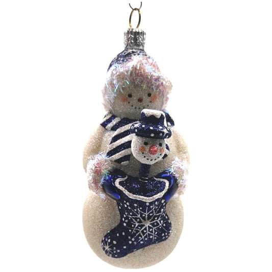 Patricia Breen Snowy Surprise Blue Snowman Striped Scarf Christmas Tree Ornament