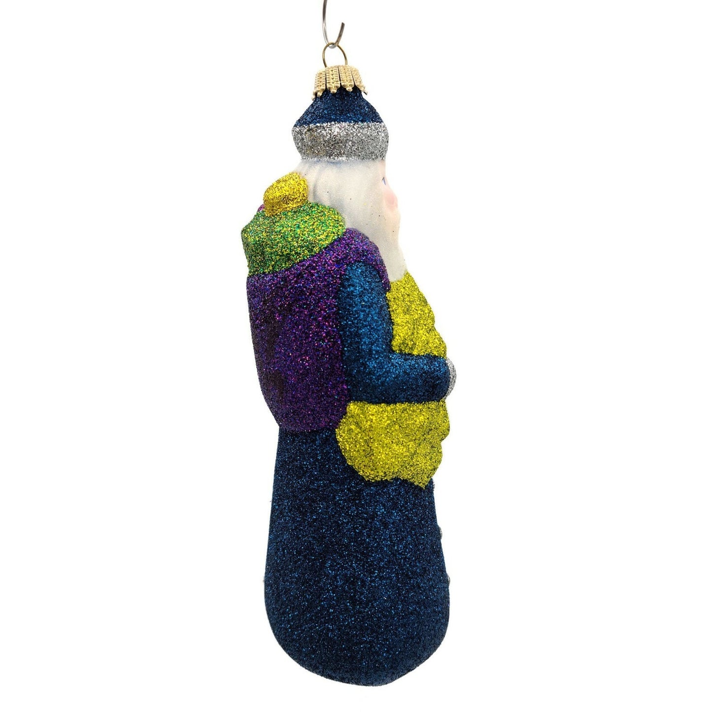 Larry Fraga Sapphire Santa Glitter Series Glittered Christmas Holiday Ornament