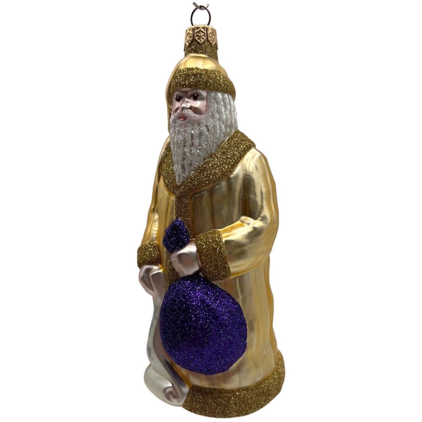 Patricia Breen Gift of the Season Gold Purple Bag Santa Claus Christmas Ornament